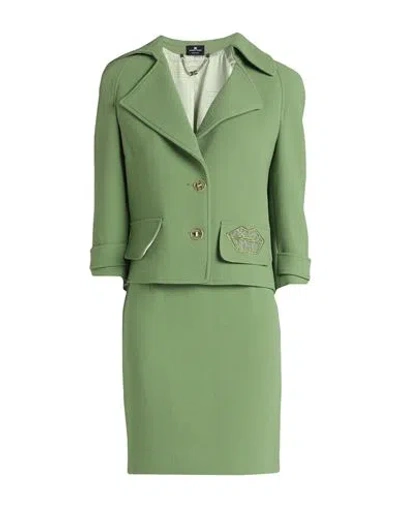 Elisabetta Franchi Woman Suit Military Green Size 4 Virgin Wool