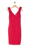 Eliza J Bow Shoulder Crepe Sheath Dress In Cherry
