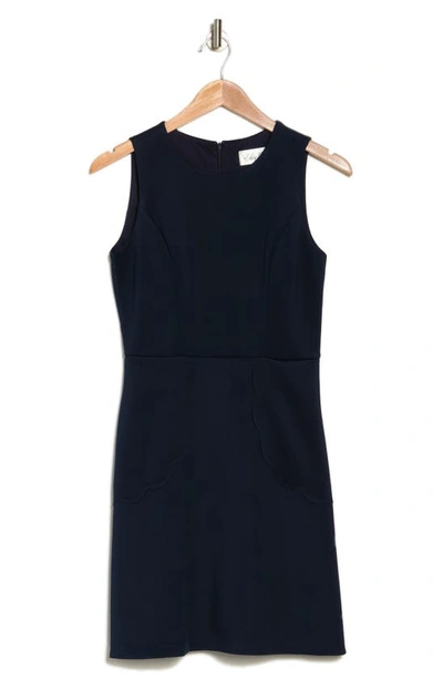 Eliza J Scalloped Sheath Dress In Navy