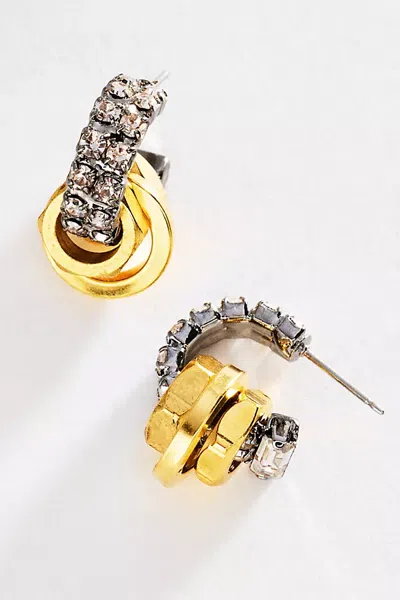 Elizabeth Cole Cyndalee Swarovski Crystal Earrings In Gold
