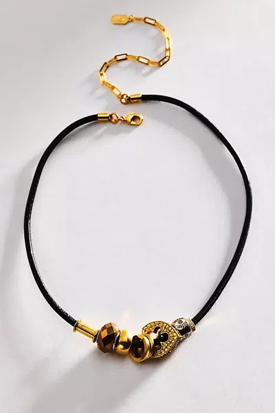 Elizabeth Cole Destria Charm Necklace In Black