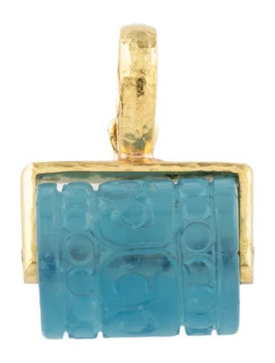 Pre-owned Elizabeth Locke 19k Aquamarine Barrel Enhancer/pendant In Multicolor