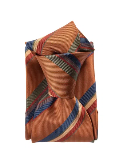 Elizabetta Battisti Striped Silk Tie In Orange