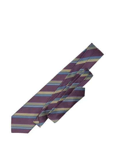Elizabetta Murano Striped Silk Tie In Purple