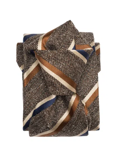 Elizabetta Velletri Striped Silk Tie In Brown