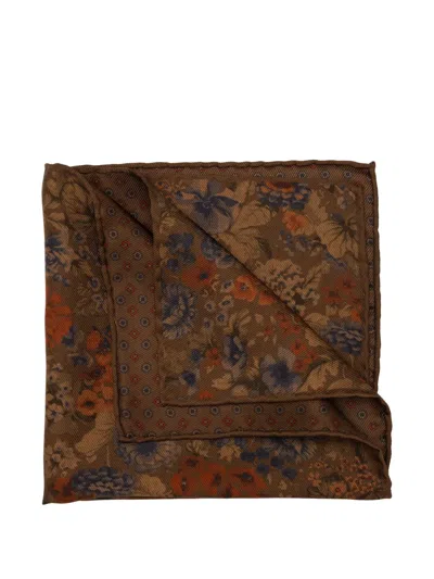 Elizabetta Vico Double-sided Silk Pocket Square In Brown