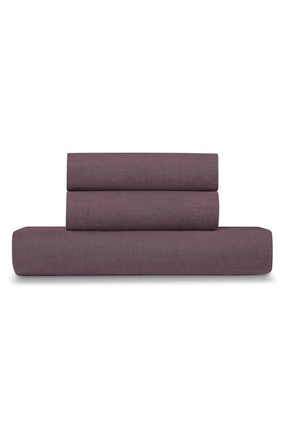 Ella Jayne Home Solid Linen & Cotton 3-piece Duvet Set In Plum