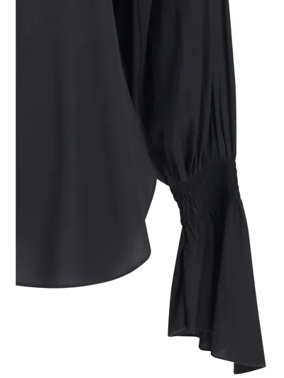 Ella Pleated Bell Sleeves Shirt In Black