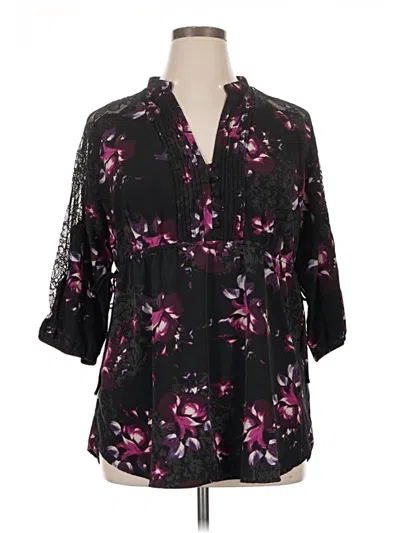 Pre-owned Elle 3/4 Sleeve Blouse In Black