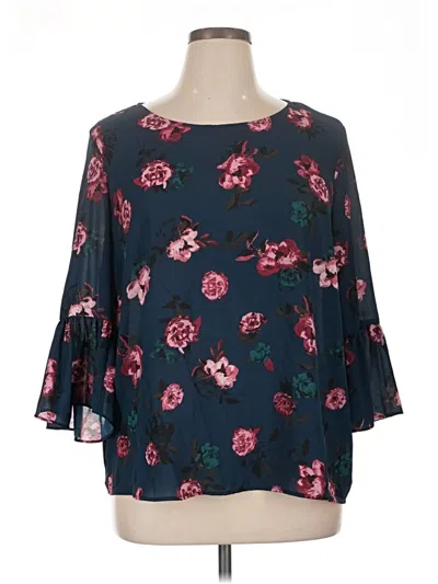 Pre-owned Elle 3/4 Sleeve Blouse In Teal