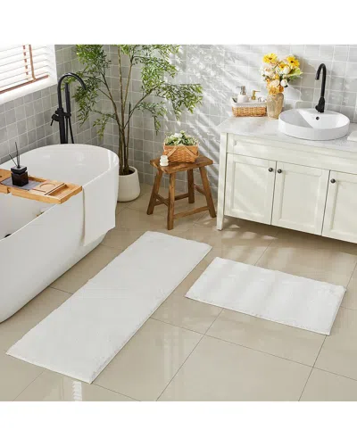 Ellen Tracy 2pc Heavyweight Plush Bath Mat Set In White