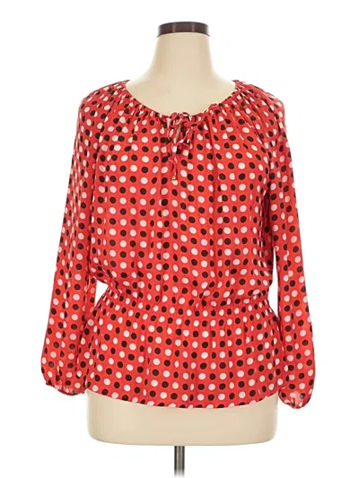 Pre-owned Ellen Tracy 3/4 Sleeve Blouse In Red