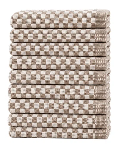 Ellen Tracy 9pk Cotton Kitchen Towels In Brown