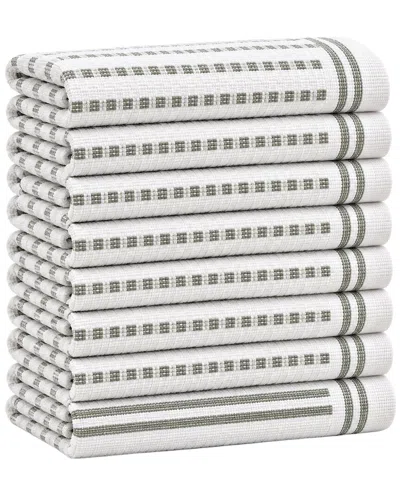 Ellen Tracy 9pk Cotton Kitchen Towels In Gray