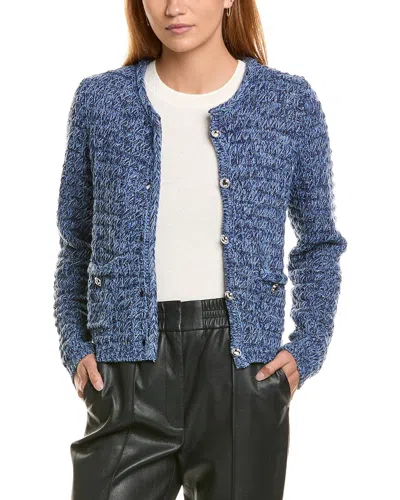 Ellen Tracy Marled Lurex Cardigan In Blue