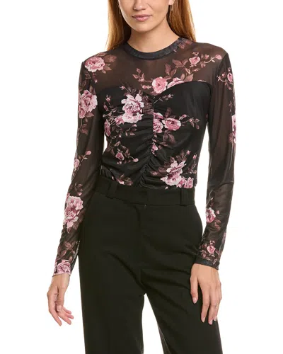 Ellen Tracy Mesh Sweetheart Neck Top In Multi