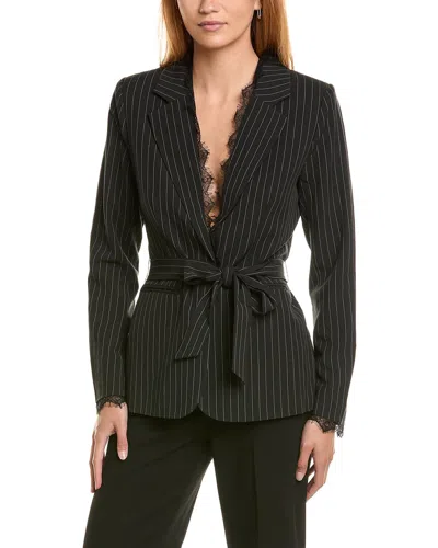 Ellen Tracy Suiting Lace Trim Blazer In Black