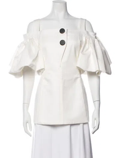 Pre-owned Ellery Off-the-shoulder Short Sleeve Top W/ Tags In White