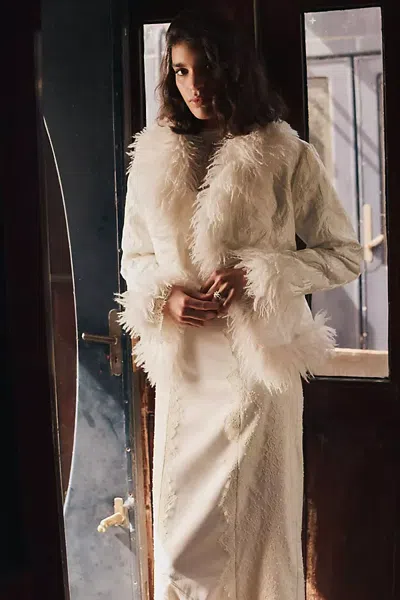 Elliatt Angeline Faux Fur Jacquard Jacket In White