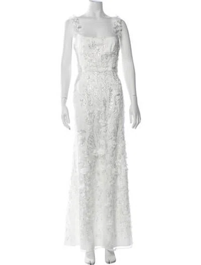 Pre-owned Elliatt Floral Print Long Dress In White