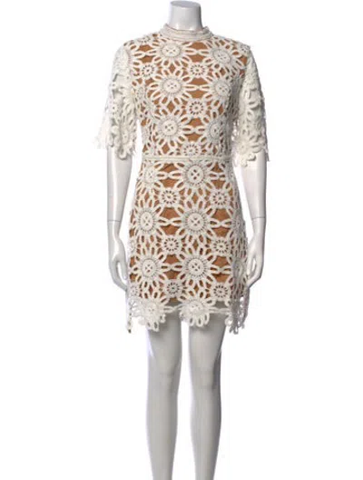Pre-owned Elliatt Lace Pattern Mini Dress W/ Tags In Neutrals/white