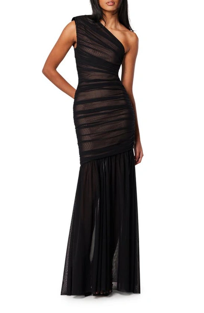 Elliatt Vienna Ruched One-shoulder Gown In Black