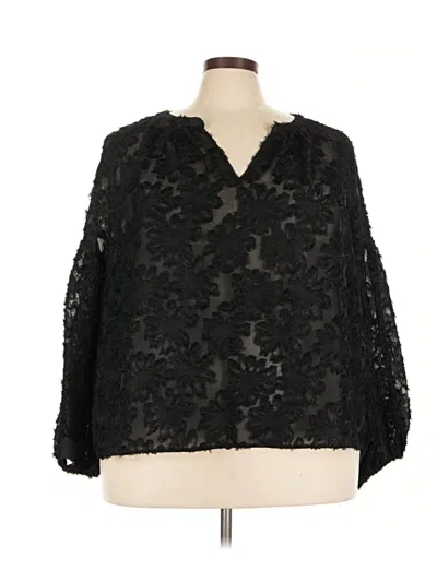 Pre-owned Eloquii 3/4 Sleeve Blouse In Black