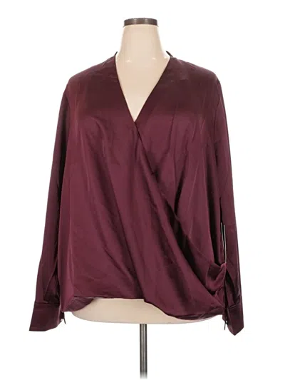 Pre-owned Eloquii Long Sleeve Blouse In Burgundy