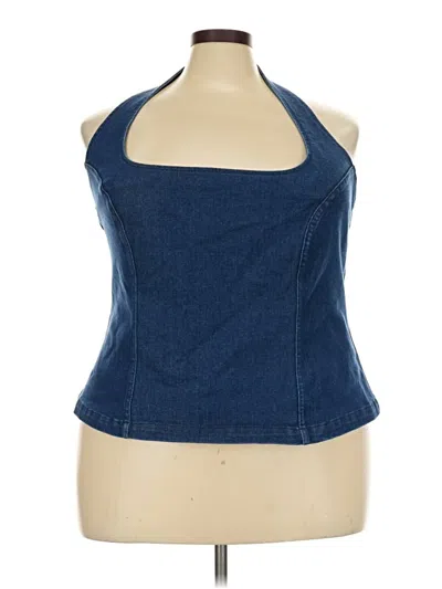 Pre-owned Eloquii Sleeveless Top Blue Halter Neckline Tops