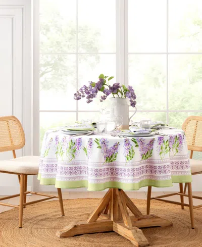 Elrene Lilac Garden Floral Round Tablecloth, 70" X 70" In Purple