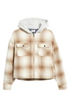 Elwood Oversize Plaid Flannel Hooded Zip Jacket In Brown Shadow Plaid