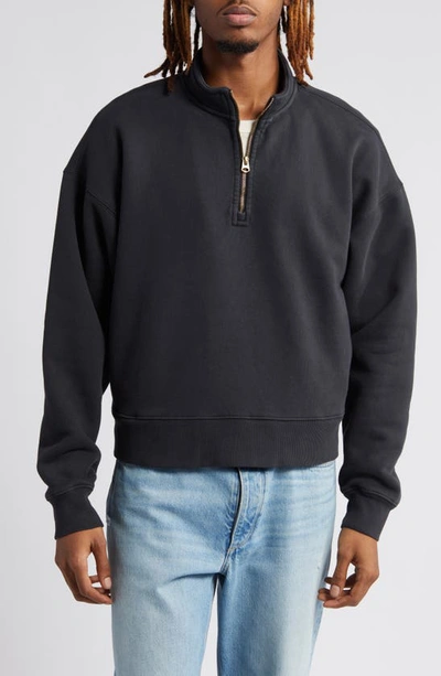 Elwood Oversize Quarter Zip Sweatshirt In Black Ink