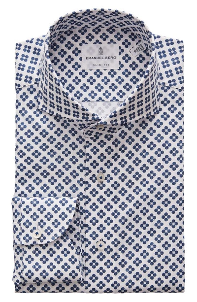 Emanuel Berg 4flex Slim Fit Floral Knit Button-up Shirt In Light Pastel Blue
