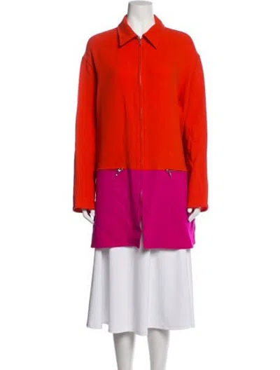 Pre-owned Emanuel Ungaro Wool Colorblock Pattern Jacket In Orange