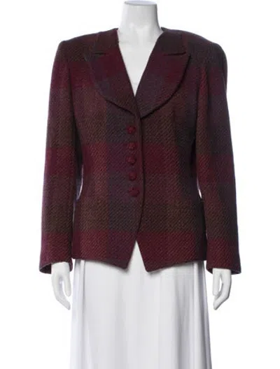 Pre-owned Emanuel Ungaro Wool Plaid Print Blazer In Purple