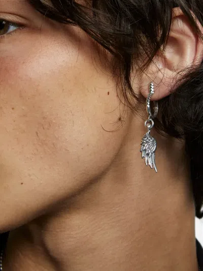 Emanuele Bicocchi Ala Wing-pendant Hoop Earring In Silver