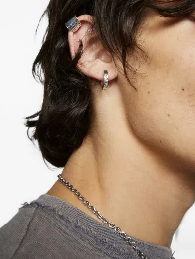 Emanuele Bicocchi Cracked Huggie Earrings In Silver