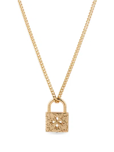 Emanuele Bicocchi Hammered Logo-pendant Necklace In Gold
