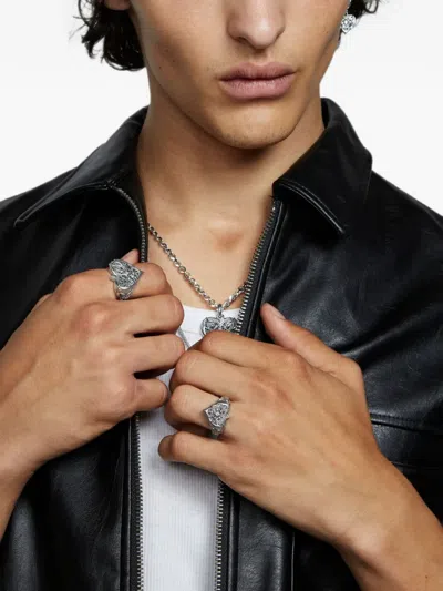 Emanuele Bicocchi Large Notre-heart Ring In Silver