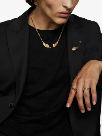 Emanuele Bicocchi Logo-detail Cracked Ring In Gold