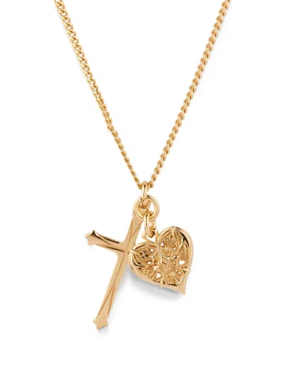 Emanuele Bicocchi Notre-heart Cross Necklace In Gold