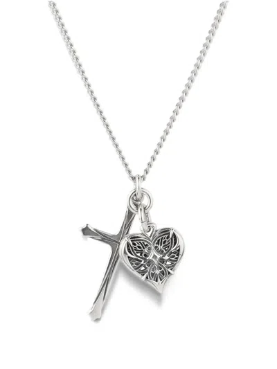 Emanuele Bicocchi Notre-heart Cross Necklace In Metallic