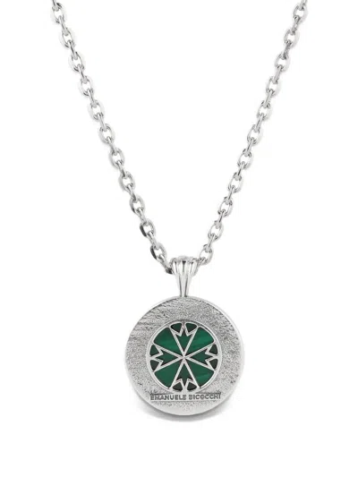 Emanuele Bicocchi Pyramid Amulet Malachite Necklace In Silver