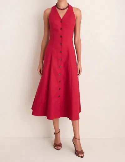 Emerson Fry Organic Cafe Midi Dress In Lipstick In Red