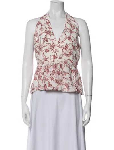 Pre-owned Emilia Wickstead Floral Print Halterneck Blouse W/ Tags In Multicolor