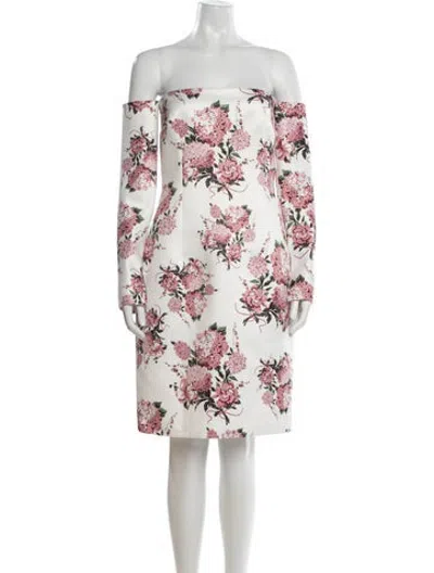Pre-owned Emilia Wickstead Floral Print Knee-length Dress W/ Tags In Pink