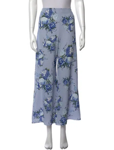 Pre-owned Emilia Wickstead Floral Print Wide Leg Pants In Blue