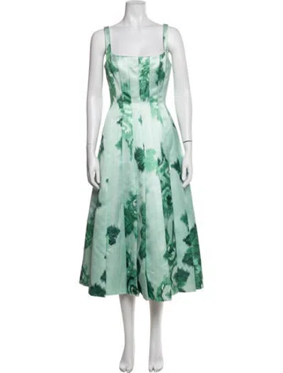 Pre-owned Emilia Wickstead Printed Midi Length Dress In Green