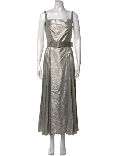 Pre-owned Emilia Wickstead Square Neckline Long Dress In Silver