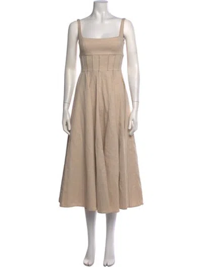 Pre-owned Emilia Wickstead Square Neckline Midi Length Dress In Neutrals